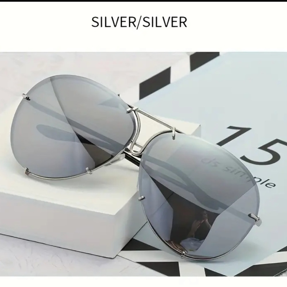Miz Le Porsche Oversized Aviator Sunnies Clear Peach or Blue Tinted Sunglasses - Picture 15 of 16
